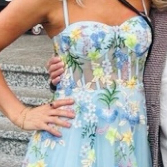 Iverine Sky Blue Multi Midi Dress - Picture 5 of 6